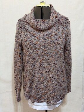 Apt. 9 Speckled Taupe Cowl Neck Sweater